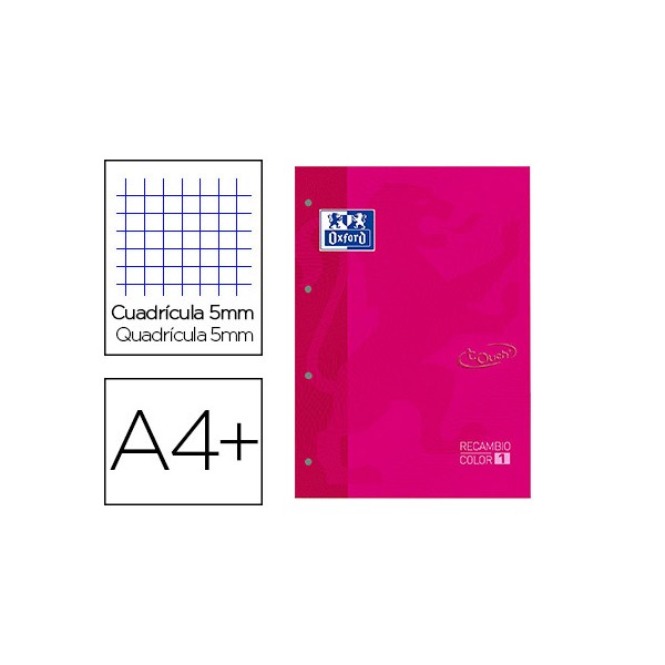 Recambio color 1 oxford din a4+ 80 hojas 90 gr cuadricula 5 mm tapa blanda 4 taladros fucsia touch. Recambio color 1 oxford din a4+ 80 hojas 90 gr cuadricula 5 mm tapa blanda 4 taladros fucsia touch.