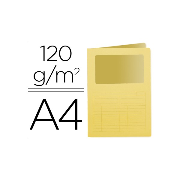 Subcarpeta cartulina q-connect din a4 amarilla con ventana transparente 120 gr. Subcarpeta cartulina q-connect din a4 amarilla con ventana transparente 120 gr.