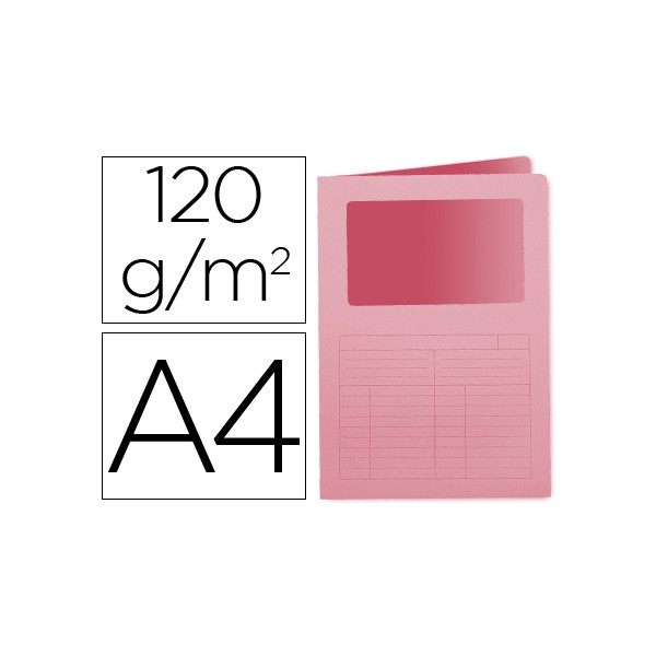 Subcarpeta cartulina q-connect din a4 rosa con ventana transparente 120 gr. Subcarpeta cartulina q-connect din a4 rosa con ventana transparente 120 gr.