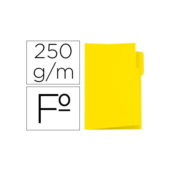 Subcarpeta cartulina gio folio pestaña izquierda 250 g/m2 amarillo. Subcarpeta cartulina gio folio pestaña izquierda 250 g/m2 amarillo.