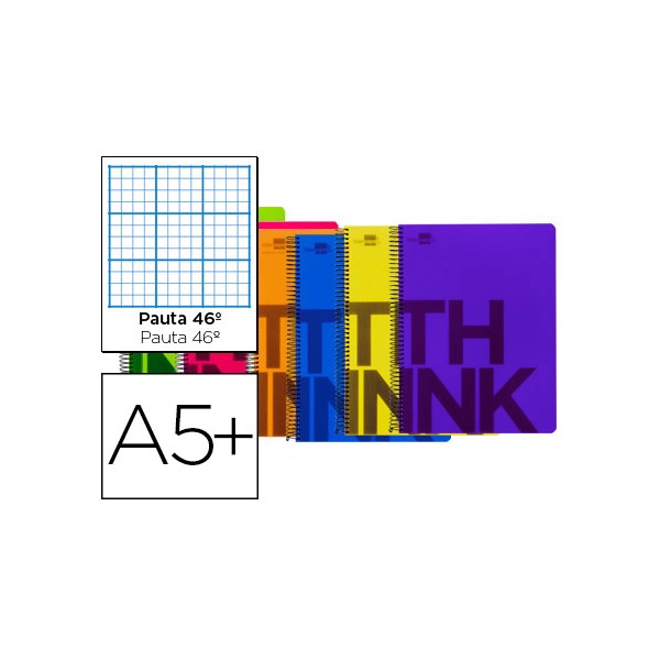 Cuaderno espiral liderpapel cuarto think tapa plastico 80h 80 gr pauta rayadonº 46 colores surtidos. Cuaderno espiral liderpapel cuarto think tapa plastico 80h 80 gr pauta rayadonº 46 colores surtidos.