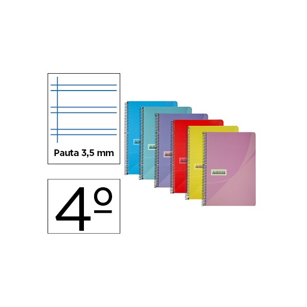 Cuaderno espiral papercop cuarto tapa plastico 80h 90 gr pauta 3,5 mm con margen colores surtidos. Cuaderno espiral papercop cuarto tapa plastico 80h 90 gr pauta 3,5 mm con margen colores surtidos.