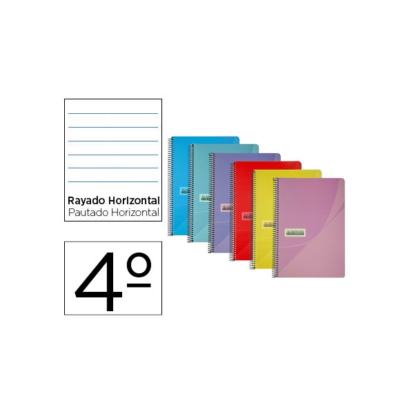 Cuaderno espiral papercop cuarto tapa plastico 80h 90 gr rayado horizontal con margen colores surtidos. Cuaderno espiral papercop cuarto tapa plastico 80h 90 gr rayado horizontal con margen colores surtidos.
