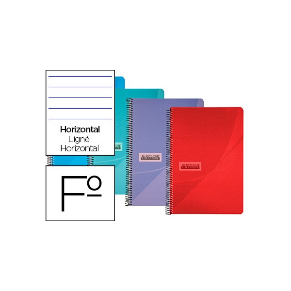 Cuaderno espiral papercop folio tapa plastico 80h 90gr rayado horizontal con margen colores surtidos. Cuaderno espiral papercop folio tapa plastico 80h 90gr rayado horizontal con margen colores surtidos.