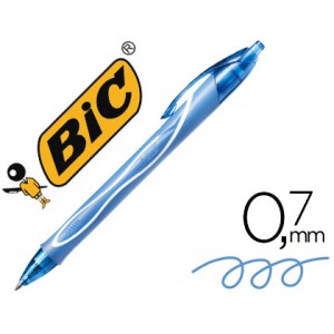 Boligrafo bic gelocity quick dry retractil tinta gel turquesa punta de 0,7 mm.	