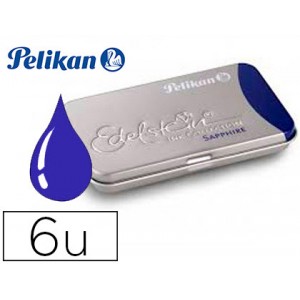 Tinta estilografica pelikan sapphire caja de 6 cartuchos