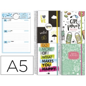 Agenda escolar liderpapel 19-20 fantasia din-a5 bilingue 70 hojas she tapa forrada.