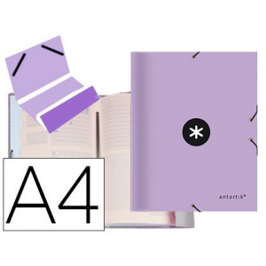 Carpeta liderpapel antartik clasificadora a4 12 departamentos goma carton forrado color lavanda.