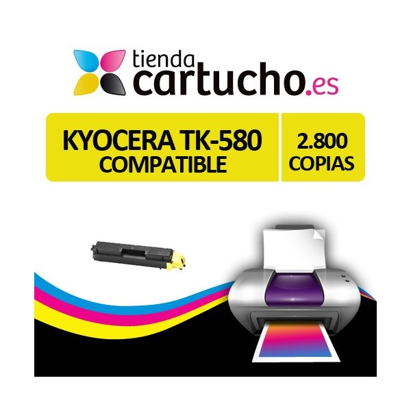 Toner JAUNE KYOCERA TK 580 compatible pour imprimantes KYOCERA FS-C5150DN Toner JAUNE KYOCERA TK 580 compatible pour imprimantes KYOCERA FS-C5150DN