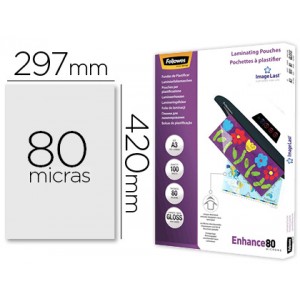 Bolsa de plastificar fellowes brillo din a3 80 micras pack 100 unidades