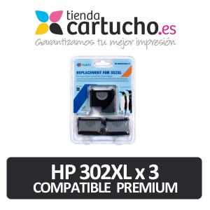 Pack 3 cartuchos HP 302XL Compatible Premium Negro + cabezal PARA LA IMPRESORA Cartouches d'encre HP Deskjet 3633