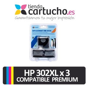 Pack 3 cartuchos HP 302XL Compatible Premium Color + cabezal PERTENENCIENTE A LA REFERENCIA Cartouches d'encre HP 302 / 302XL