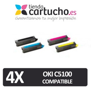 PACK 4 (ELIJA COLORES) CARTUCHOS COMPATIBLES OKI C5100/C5200 PERTENENCIENTE A LA REFERENCIA OKI C3100/C5100