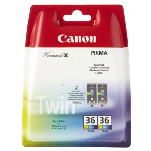 Canon CLI-36 colo PACK 2 cartuchos de tinta original. PARA LA IMPRESORA Cartouches d'encre Canon Pixma Mini 320