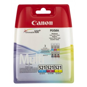 Canon CLI-521 C/M/Y colores PACK 3 cartuchos de tinta original. PERTENENCIENTE A LA REFERENCIA Canon PGI520 / CLI521