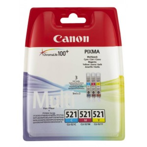 Canon CLI-521 C/M/Y colores PACK 3 cartuchos de tinta original. PARA LA IMPRESORA Cartouches d'encre Canon Pixma MP640 R