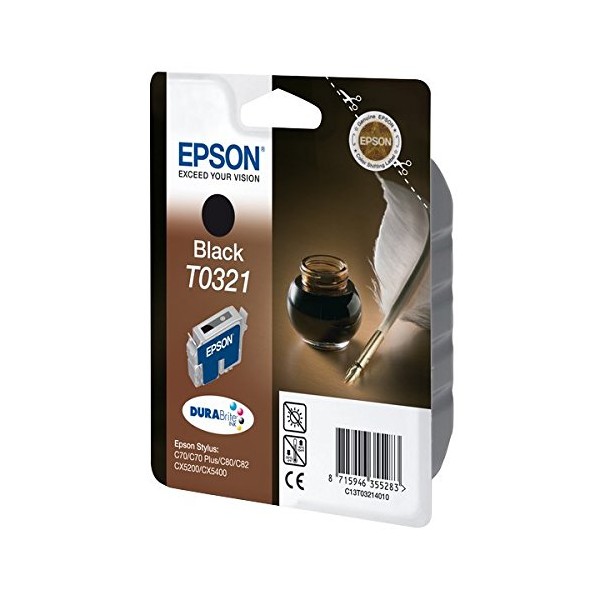 Epson T0321 noir, cartouche d'encre original (C13T03214010) Epson T0321 noir, cartouche d'encre original (C13T03214010)