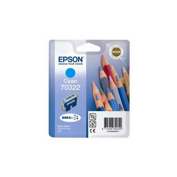 Epson T0322 cian, cartouche d'encre original (C13T03224010) Epson T0322 cian, cartouche d'encre original (C13T03224010)