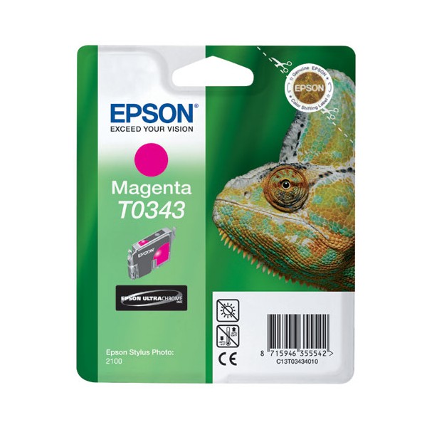 Epson T0343 magenta, cartouche d'encre original (C13T03434010) Epson T0343 magenta, cartouche d'encre original (C13T03434010)