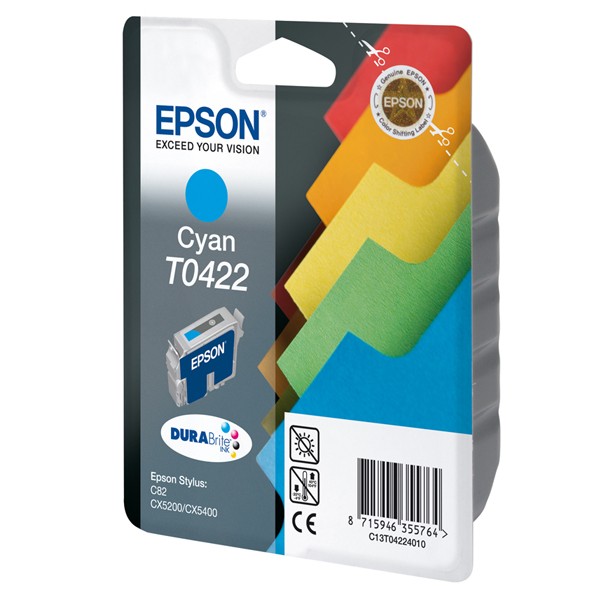 Epson T0422 cian, cartouche d'encre original (C13T04224010) Epson T0422 cian, cartouche d'encre original (C13T04224010)