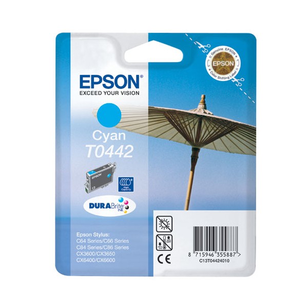 Epson T0442 cian, cartouche d'encre original (C13T04424010) Epson T0442 cian, cartouche d'encre original (C13T04424010)
