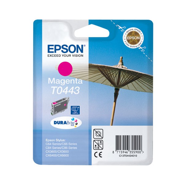 Epson T0443 magenta, cartouche d'encre original (C13T04434010) Epson T0443 magenta, cartouche d'encre original (C13T04434010)