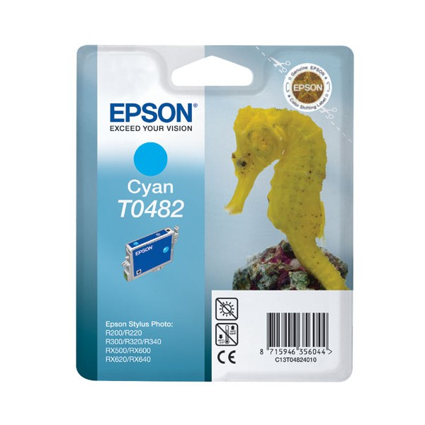 Epson T0482 cian, cartouche d'encre original (C13T04824010) Epson T0482 cian, cartouche d'encre original (C13T04824010)