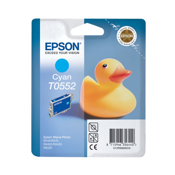 Epson T0552 cian, cartouche d'encre original (C13T05524010) Epson T0552 cian, cartouche d'encre original (C13T05524010)