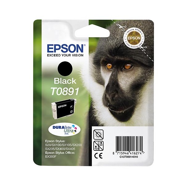 Epson T0891 noir, cartouche d'encre original (C13T08914011) Epson T0891 noir, cartouche d'encre original (C13T08914011)