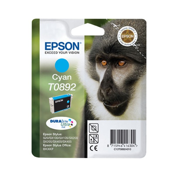 Epson T0892 cian, cartouche d'encre original (C13T08924011) Epson T0892 cian, cartouche d'encre original (C13T08924011)