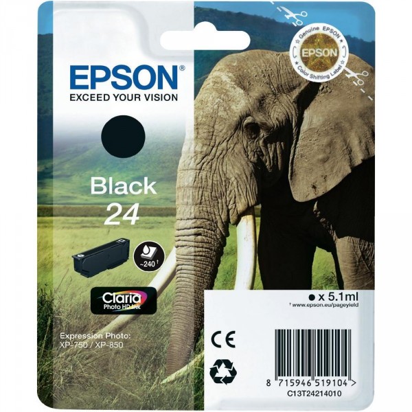 Epson T24 noir, cartouche d'encre original (C13T24214010) Epson T24 noir, cartouche d'encre original (C13T24214010)