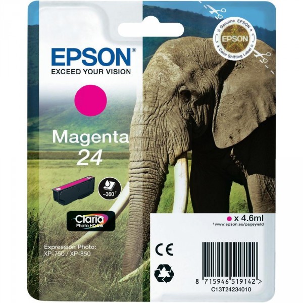 Epson T24 magenta, cartouche d'encre original (C13T24234010) Epson T24 magenta, cartouche d'encre original (C13T24234010)