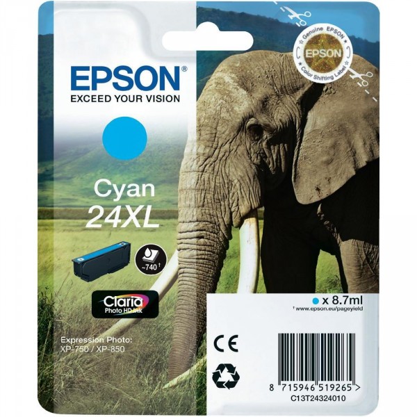 Epson T24XL cian, cartouche d'encre original (C13T24324010) Epson T24XL cian, cartouche d'encre original (C13T24324010)