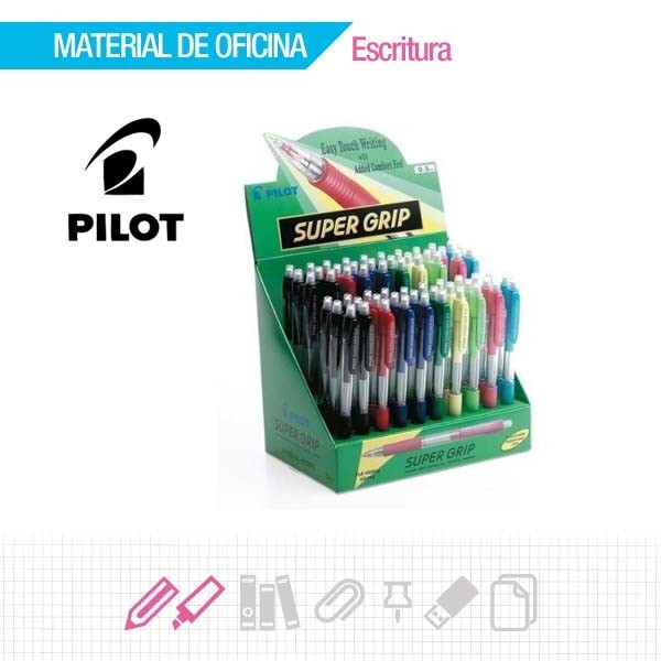 PILOT PORTAMINAS RECARGABLE H-185 SUPER GRIP. MINAS DE 0.5 MM HB. CON GOMA. PILOT PORTAMINAS RECARGABLE H-185 SUPER GRIP. MINAS DE 0.5 MM HB. CON GOMA.