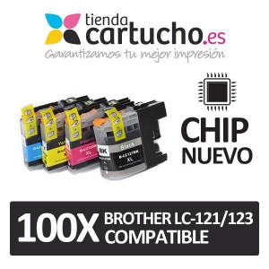 PACK 100 Brother LC-121/123 compatible PARA LA IMPRESORA Cartouches d'encre Brother DCP-J132W