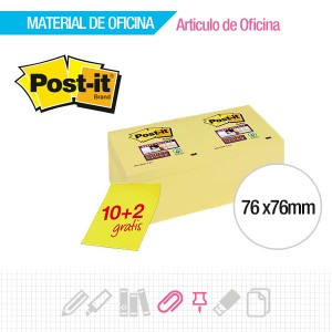 POST-IT BLOC NOTAS REPOSICIONABLES AMARILLAS 76X102 657