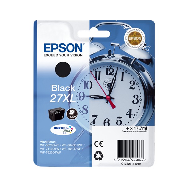 Epson 27XL Noir. T2711 Cartouche d'encre original Epson 27XL Noir. T2711 Cartouche d'encre original