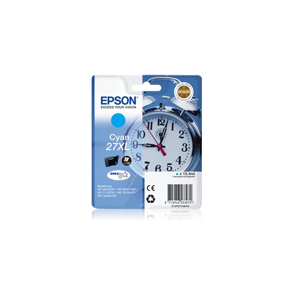 Epson 27XL Cyan. T2712 Cartouche d'encre original Epson 27XL Cyan. T2712 Cartouche d'encre original