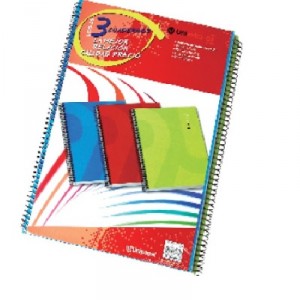 UNIPAPEL PACK DE 5+1 CUADERNO ESPIRAL PAPYRUS EXTRA 03.80H.CUADRICULA 4x4.FOLIO.COLOR SURTIDO