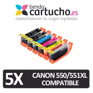 Pack 5 cartuchos Canon PG-550 / CL-551 PERTENENCIENTE A LA REFERENCIA Canon PGI550 / CLI551 / PGI550XL / CLI551XL