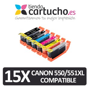 Pack 15 cartuchos Canon PG-550 / CL-551 PARA LA IMPRESORA Cartouches d'encre Canon Pixma MG5550 All-in-One