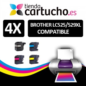 PACK 4 Brother LC525XL / LC529XL compatible (Elija colores) PARA LA IMPRESORA Cartouches d'encre Brother MFC-J200