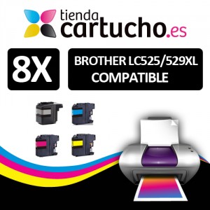 PACK 8 Brother LC525XL / LC529XL compatible (Elija colores) PARA LA IMPRESORA Cartouches d'encre Brother DCP-105