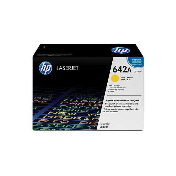 Cartouche de Toner HP 642A - CB402A Jaune original 7500 pages Cartouche de Toner HP 642A - CB402A Jaune original 7500 pages