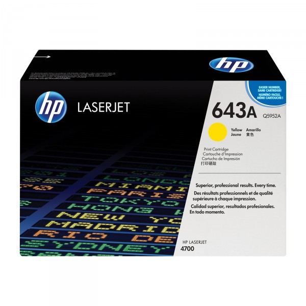 Cartouche de Toner HP 643A - Q5952A Jaune original 11000 pages Cartouche de Toner HP 643A - Q5952A Jaune original 11000 pages