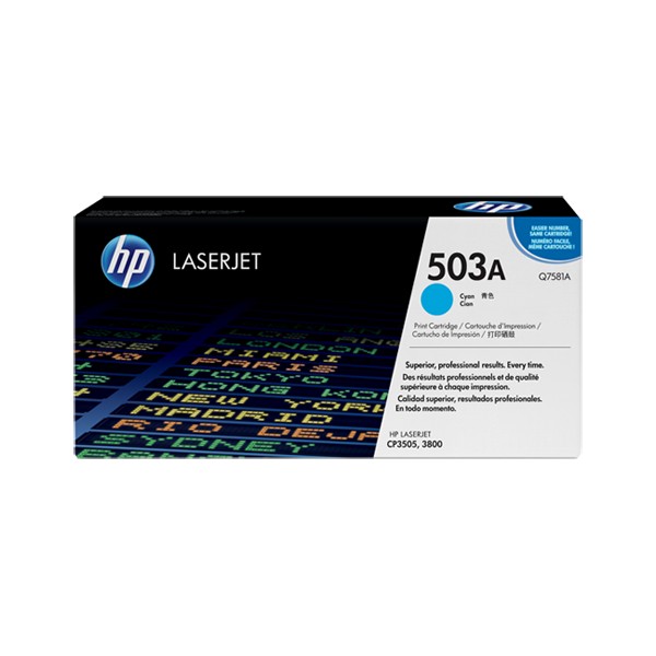 Cartouche de Toner HP 503A - Q7581A Cian original 6000 pages Cartouche de Toner HP 503A - Q7581A Cian original 6000 pages