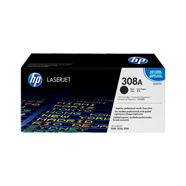 Cartouche de Toner HP 308A - Q2670A Noir original 6000 pages Cartouche de Toner HP 308A - Q2670A Noir original 6000 pages