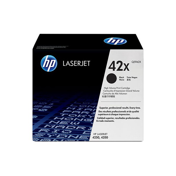 Cartouche de Toner HP 42X - Q5942X Noir original de grande capacité 20000 pages Cartouche de Toner HP 42X - Q5942X Noir original de grande capacité 20000 pages