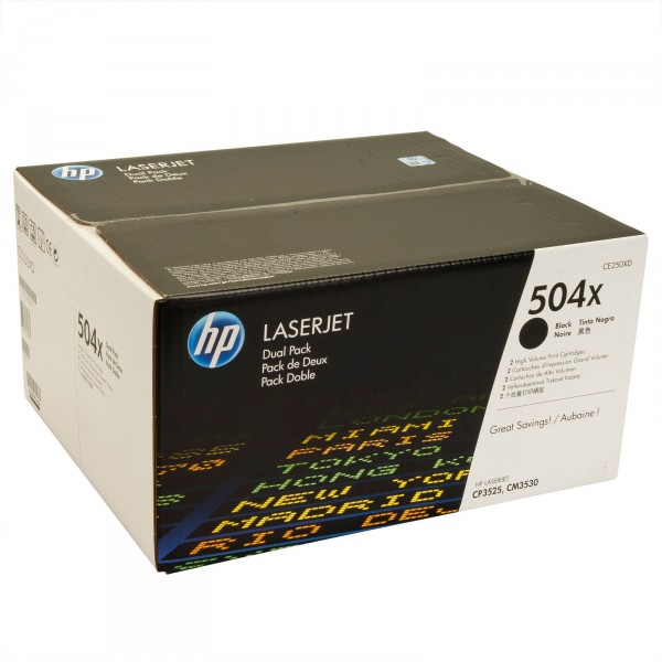 Pack ahorro 2 Cartouches de Toner HP 504X - CE250XD Noir original 10500 pages cada toner Pack ahorro 2 Cartouches de Toner HP 504X - CE250XD Noir original 10500 pages cada toner