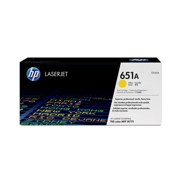 Cartouche de Toner HP 651A - CE342A Jaune original 16000 pages Cartouche de Toner HP 651A - CE342A Jaune original 16000 pages